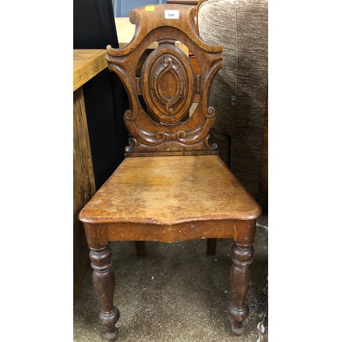 550 - Victorian oak hall chair.