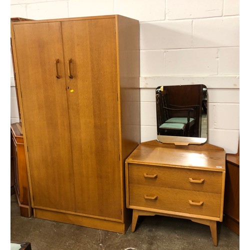 559 - Mid-century wardrobe, and dressing table with mirror.  (2)