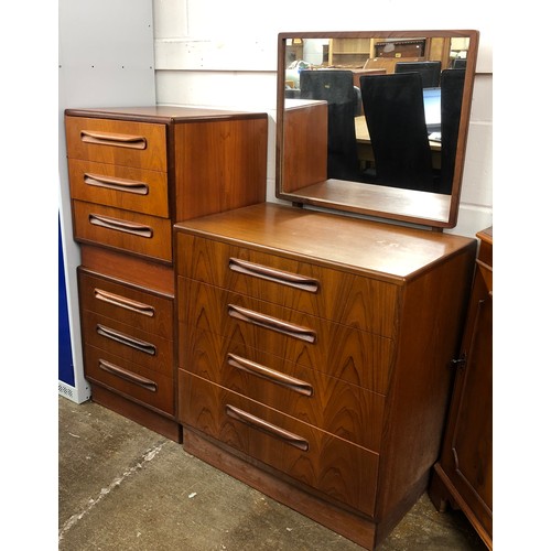 562 - G Plan dressing table with mirror, and a pair of G Plan three drawer bedsides.  (3)