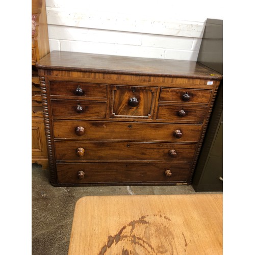 579 - 19th century five over three mahogany chest of drawers, (no base), 124 x 60 x 98cm.