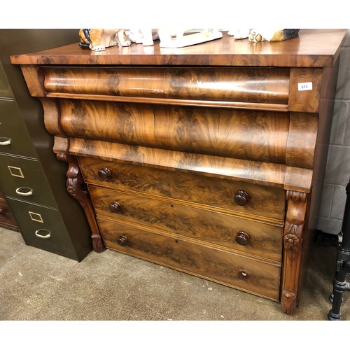 573 - Victorian mahogany Kilmarnock chest of drawers, 126cm wide.