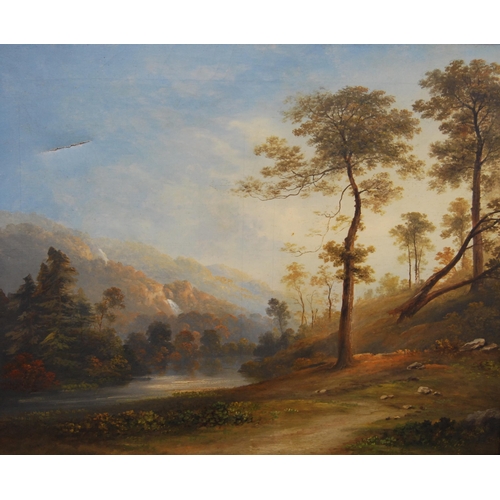 321 - 19th Century English School in the Manner of Samuel ParrottRiver and landscape sceneOil on canvas, 4... 