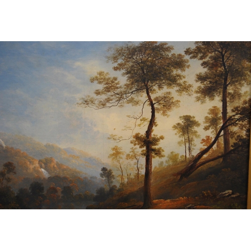 321 - 19th Century English School in the Manner of Samuel ParrottRiver and landscape sceneOil on canvas, 4... 