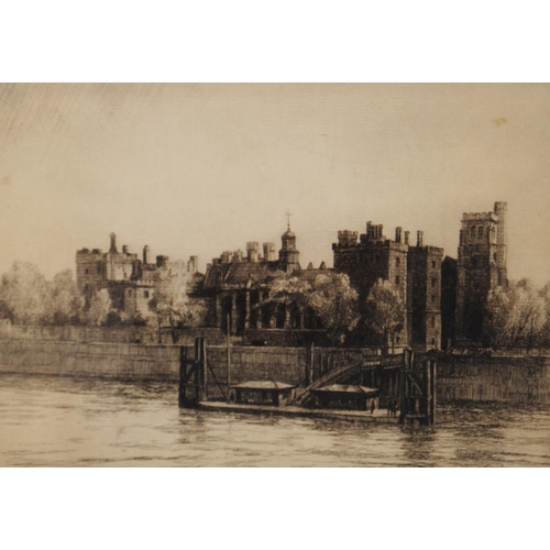 336 - Leonard Russell Squirrell RE RWS (British, 1893 - 1979)Lambeth Palace from the ThamesEtching, from a... 