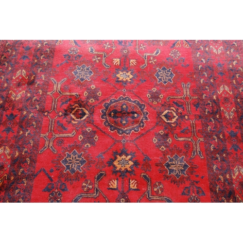 354 - Afghan Khal Mohammadi rug with all over floral and geometric decoration on blue, beige and red groun... 