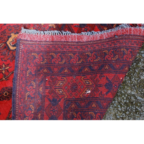 354 - Afghan Khal Mohammadi rug with all over floral and geometric decoration on blue, beige and red groun... 