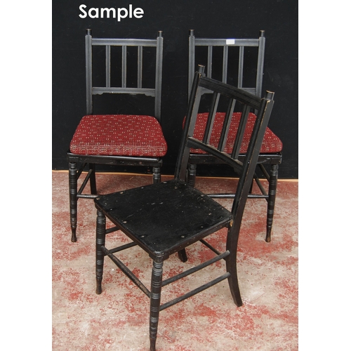 364 - In the Manner of Edward William Godwin (1833 - 1886)Set of twelve Aesthetic ebonised chairs (formerl... 