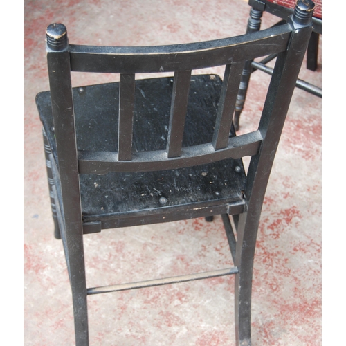 364 - In the Manner of Edward William Godwin (1833 - 1886)Set of twelve Aesthetic ebonised chairs (formerl... 