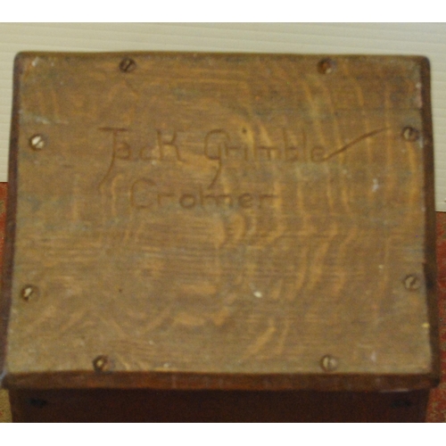 384 - Jack Grimble of CromerOak stand/depot with circular aperture to each side, inscribed 'Jack Grimble C... 