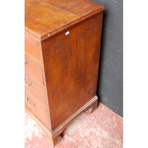 393 - George III oak chest of four graduated long drawers, on bracket feet, 93cm high, 97.5cm wide and 49c... 