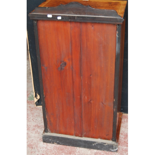 396 - Rosewood inlaid music cabinet, c. early 20th century, the door with two matching panels of inlaid iv... 