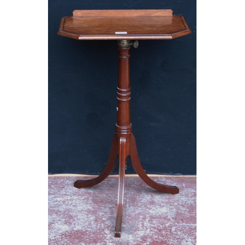 400 - Walnut telescopic reading table, c. late 19th/early 20th century, the octagonal burr top with ledge,... 