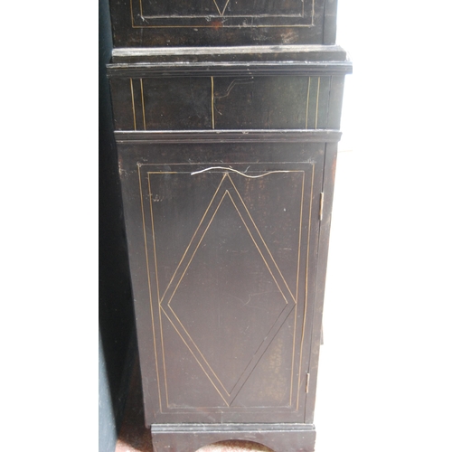 401 - 19th century ebonised Boulle-work cabinet on base, the top section with two doors enclosing a shelve... 