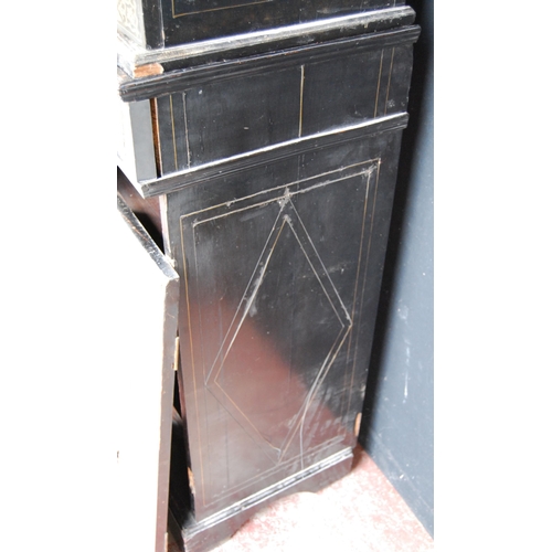 401 - 19th century ebonised Boulle-work cabinet on base, the top section with two doors enclosing a shelve... 