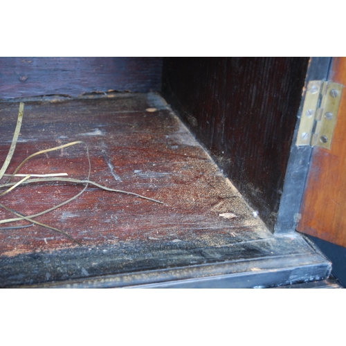 401 - 19th century ebonised Boulle-work cabinet on base, the top section with two doors enclosing a shelve... 