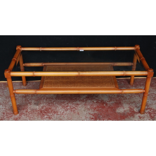 403 - G Plan teak coffee table in the Japanese taste with bamboo-effect frame above a bergère under... 