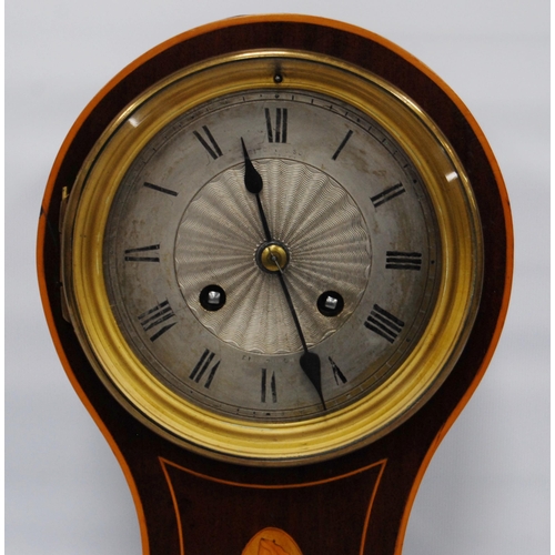 164 - Edwardian inlaid balloon-cased mantel clock, retailed by Ritchie & Son, Edinburgh, the silvered ... 