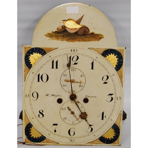 165 - Early 19th century Scottish longcase clock dial and works, the 13in painted dial with subsidiary dia... 