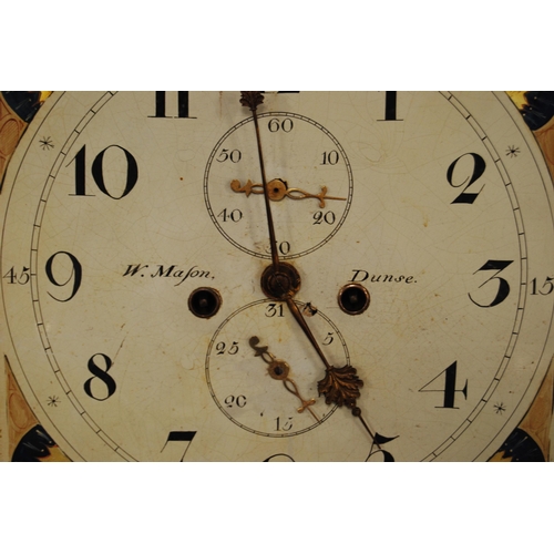 165 - Early 19th century Scottish longcase clock dial and works, the 13in painted dial with subsidiary dia... 