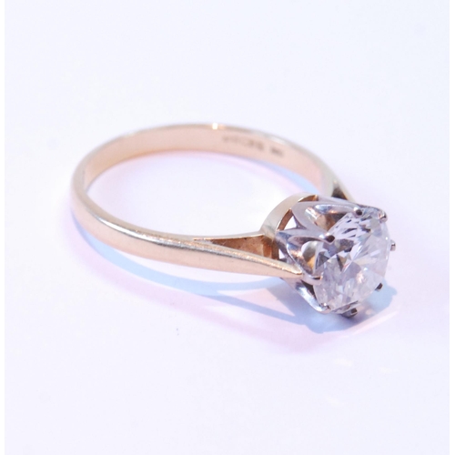 74 - Diamond solitaire ring, the brilliant approximately 2.7ct, in platinum and 18ct gold, size V.