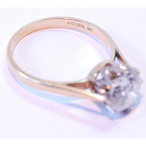 74 - Diamond solitaire ring, the brilliant approximately 2.7ct, in platinum and 18ct gold, size V.