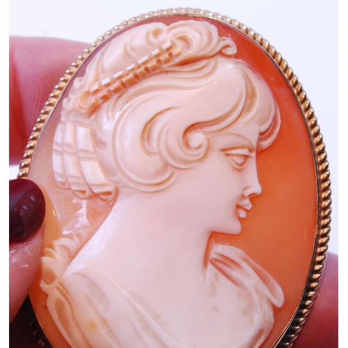 83 - Cameo brooch in 9ct gold rope mount.