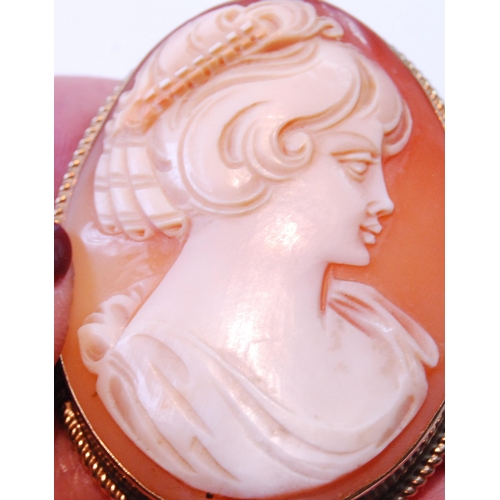 83 - Cameo brooch in 9ct gold rope mount.