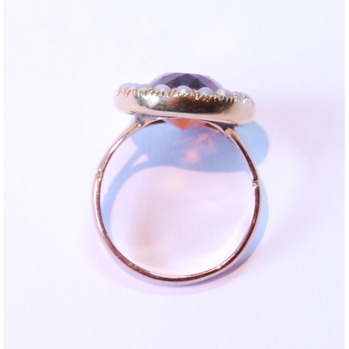 88 - Pearl and citrine oval ring in gold, '9c', size K.