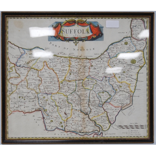 191 - Robert Morden (English, 1650 - 1703)Suffolk and Part of NorfolkHand-coloured map, 35.5cm x 41.5cm, l... 