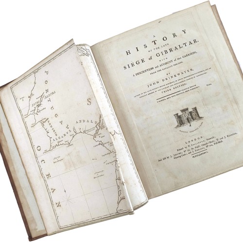 DRINKWATER JOHN.  A History of the Late Siege of Gibraltar. Subscriber's list. 10 good fldg. eng. maps, plans & plates, as called for. Quarto. Calf, splitting at hinges. 3rd ed., 1786.