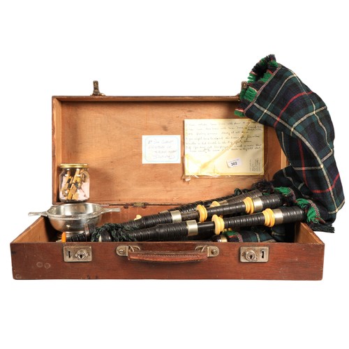 Bagpipes, with turned wood enchanter, in box. circa 1920