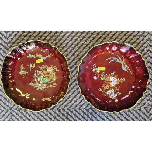 171 - Carltonware Rouge Royale plate, decorated with pagodas, and another similar decorated with exotic bi... 