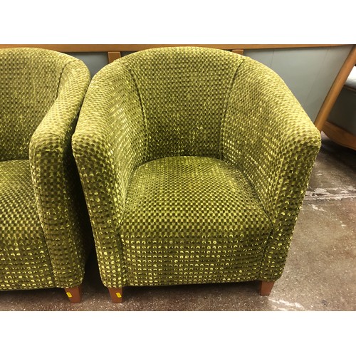 538 - Six green upholstered tub chairs.