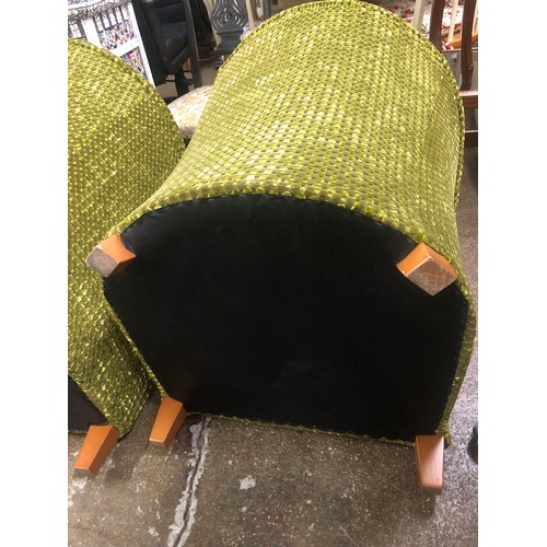 538 - Six green upholstered tub chairs.