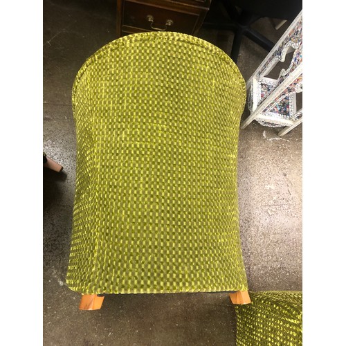 538 - Six green upholstered tub chairs.