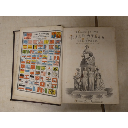 44 - BARTHOL0MEW JOHN.  A Descriptive Hand Atlas of the World. Many double page eng. col. maps.... 