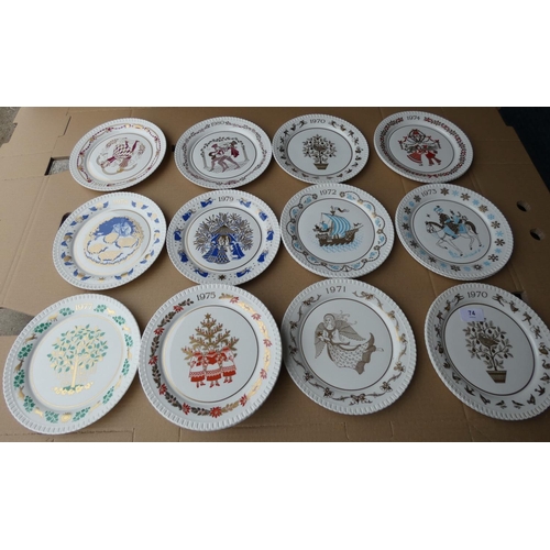 74 - Collection of Spode Christmas plates, 1970s and 1980s.