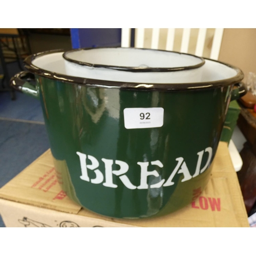 92 - Enamel bread bin, enamel bucket, bowl etc