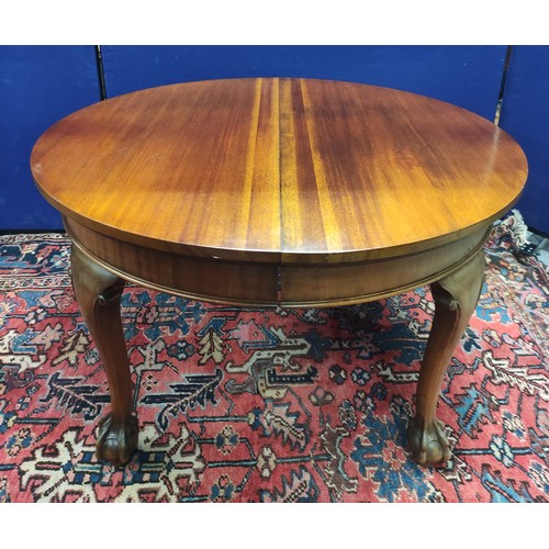 658 - Early 20th century mahogany D end dining table by Wyllie & Lochhead, raised on carved cabriole s... 