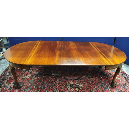 658 - Early 20th century mahogany D end dining table by Wyllie & Lochhead, raised on carved cabriole s... 