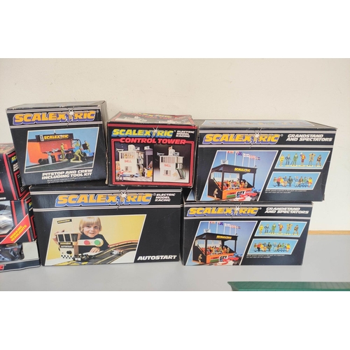 68 - Scalextric. Collection of boxed track components to include two Grandstands C705, Control Tower C702... 