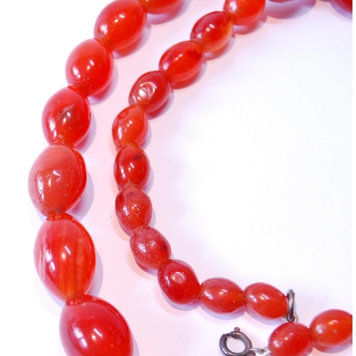 108 - Carnelian graduated bead necklet.