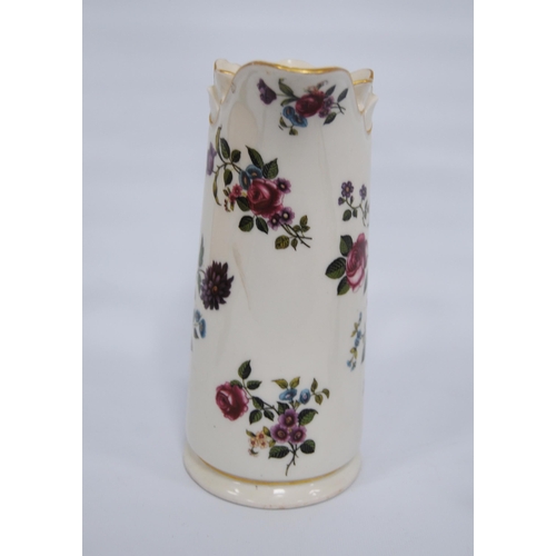 229 - Royal Worcester jug of tusk form decorated with flowers and curling stems on ivory coloured ground, ... 