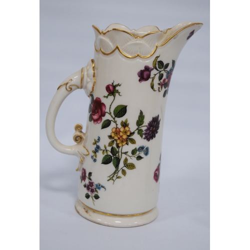 229 - Royal Worcester jug of tusk form decorated with flowers and curling stems on ivory coloured ground, ... 