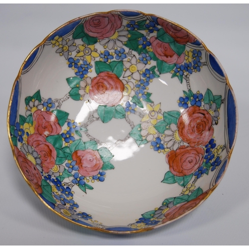 230 - Attributed to Helen Paxton Brown (Scottish, 1876 - 1956)Hand-painted porcelain bowl decorated all ov... 