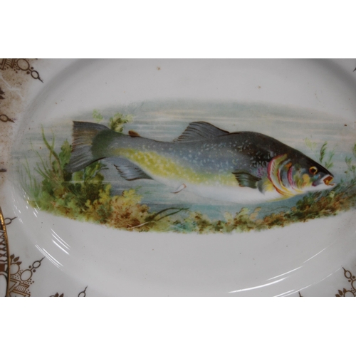 233 - Cauldon china seven-piece fish service comprising a serving dish and six plates depicting an image o... 