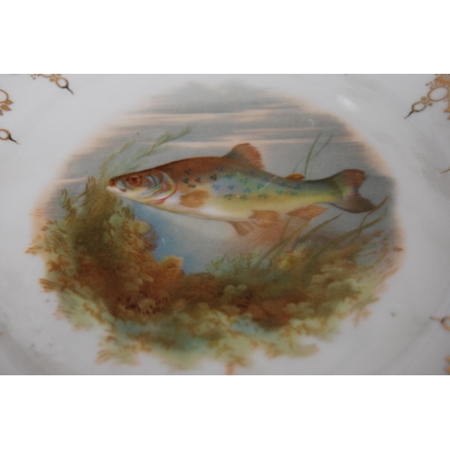 233 - Cauldon china seven-piece fish service comprising a serving dish and six plates depicting an image o... 