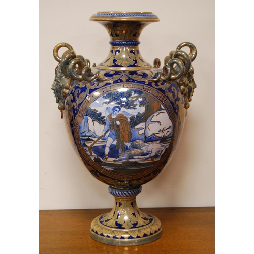 238 - Impressive Italian lustre baluster vase by Robbia Gualdo Tadino in the rococo manner decorated with ... 