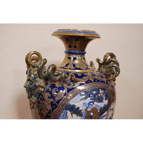 238 - Impressive Italian lustre baluster vase by Robbia Gualdo Tadino in the rococo manner decorated with ... 