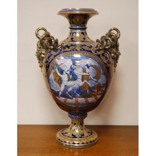 238 - Impressive Italian lustre baluster vase by Robbia Gualdo Tadino in the rococo manner decorated with ... 